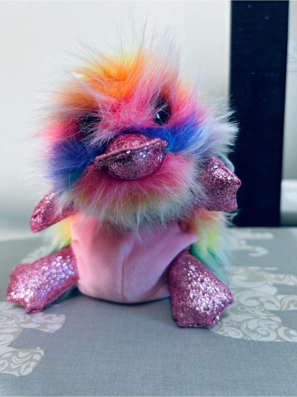 Claire's Rainbow Plush Bird with Pink Glitter Beak